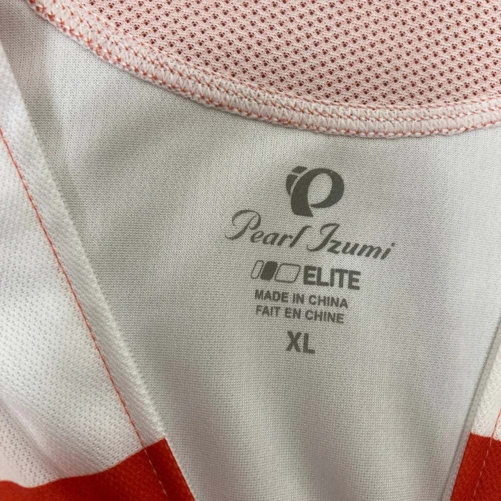 Pearl Izumi Elite Mens XL Cycling Jersey Red White Full Zip Short Sleeve Biking